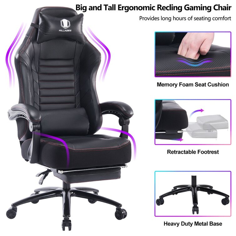 Killabee big and tall 350lb online massage gaming chair metal base